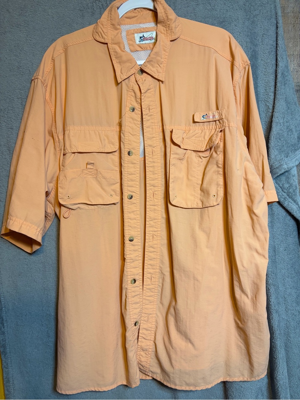 Bass Pro Shops Peach Short-Sleeve Fishing Button-Down Shirt